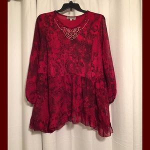 Red Print Top